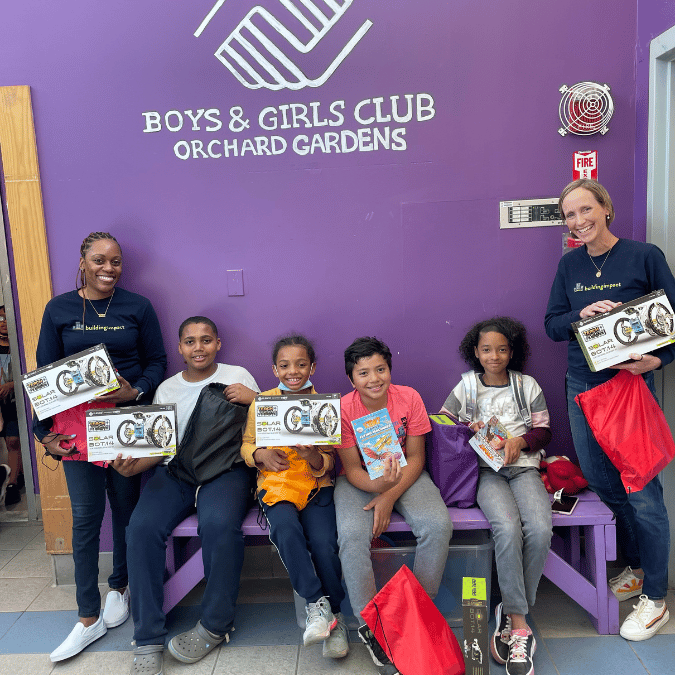 Boys and Girls Club of Boston holding STEM Kits